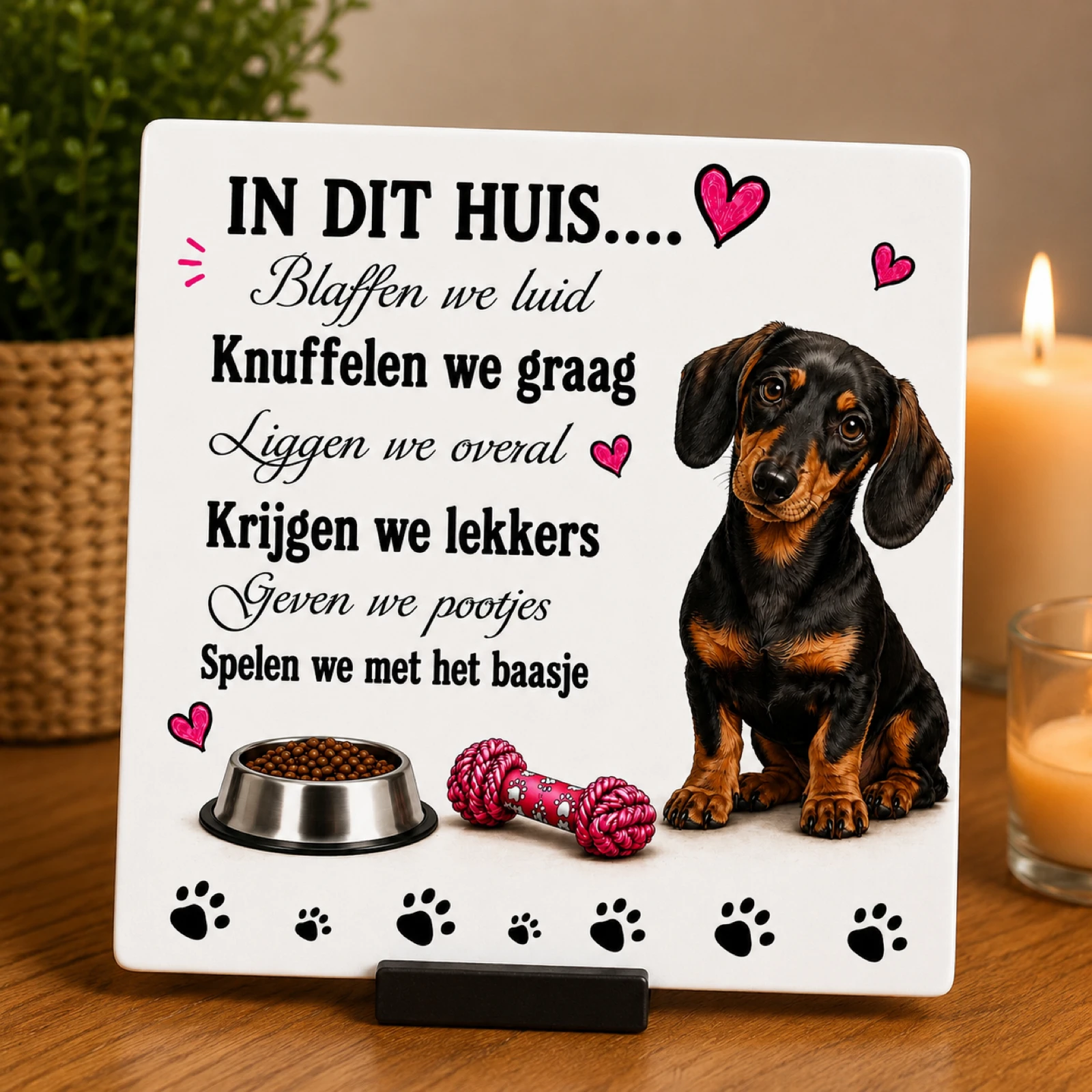 Leuke honden tegeltjes met spreuk